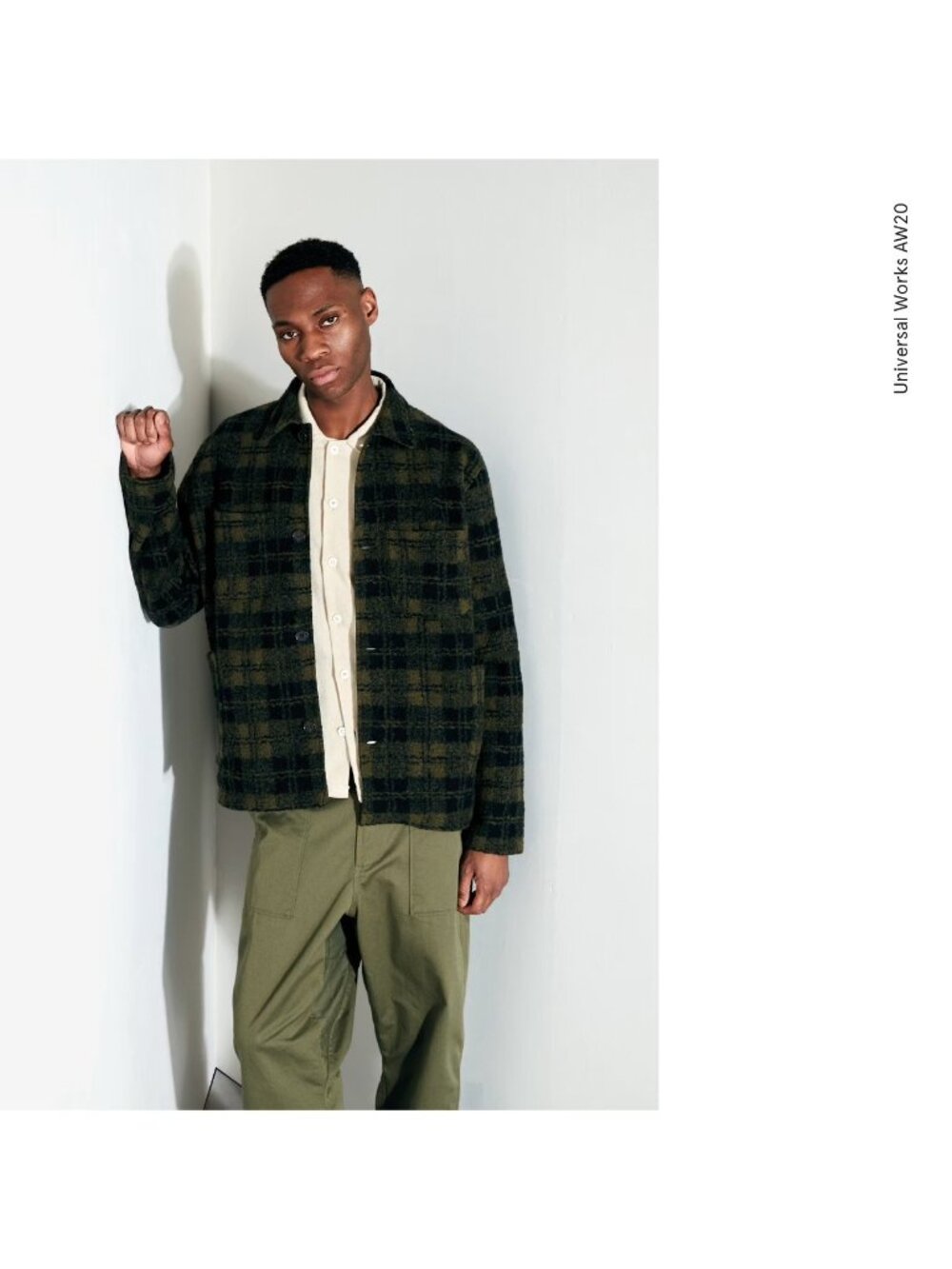 Universal Works Olive Check Fleece Lumber Jacket XXL
